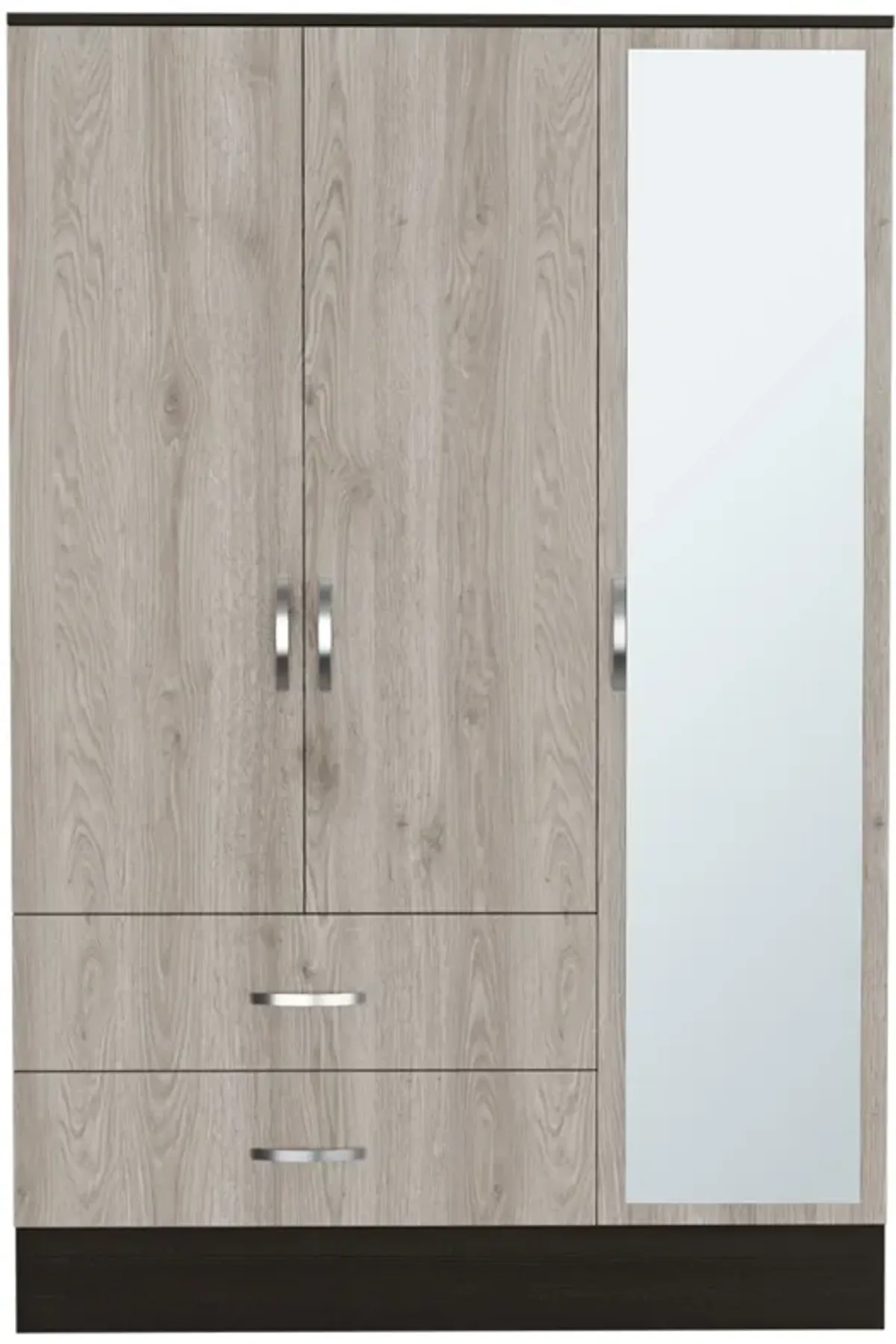 Mirrored Armoire Draggo, Bedroom, Black / Light Gray