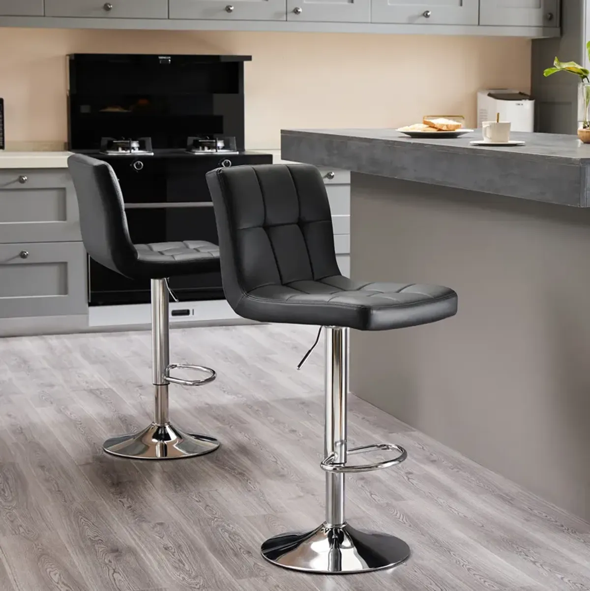 Ergonomic Backrest Bar Stools with Adjustable Seat and Footrest