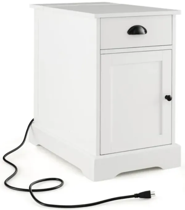 Hivvago End Table with Charging Station and Flip Top