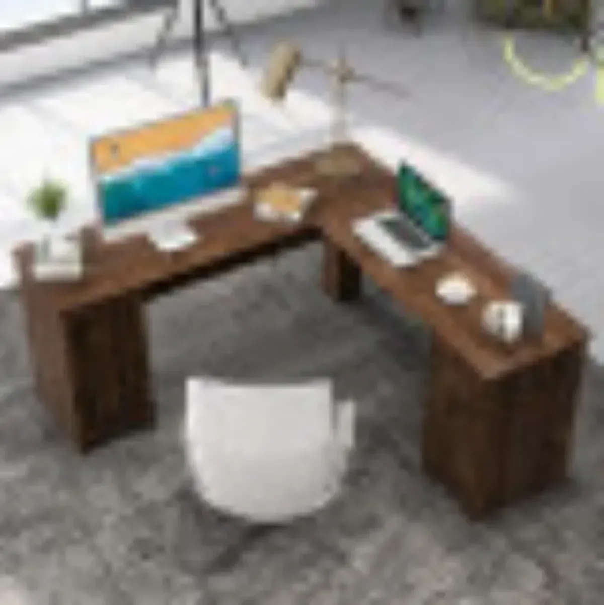 Hivvago L-Shaped Office Desk with Storage Drawers and Keyboard Tray