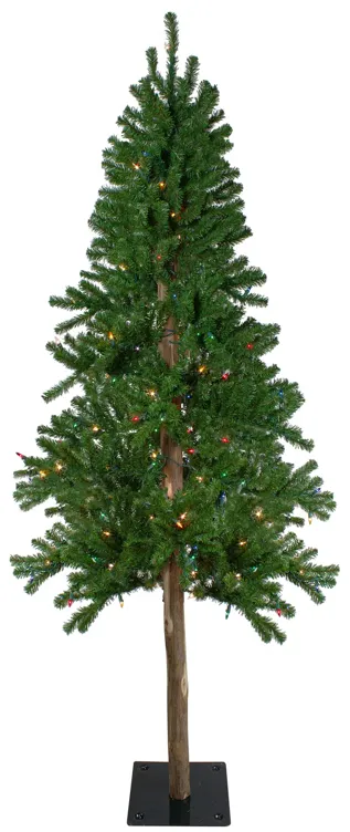 7' Pre-Lit Alpine Artificial Christmas Tree - Multi Lights