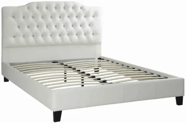Grandiose California King Size Bed With Large Tufted Headboard White - Benzara