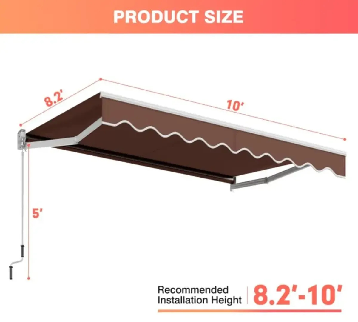 Hivvago Hivvago 10 x 8.2 Feet Retractable Awning with Easy Opening Manual Crank Handle