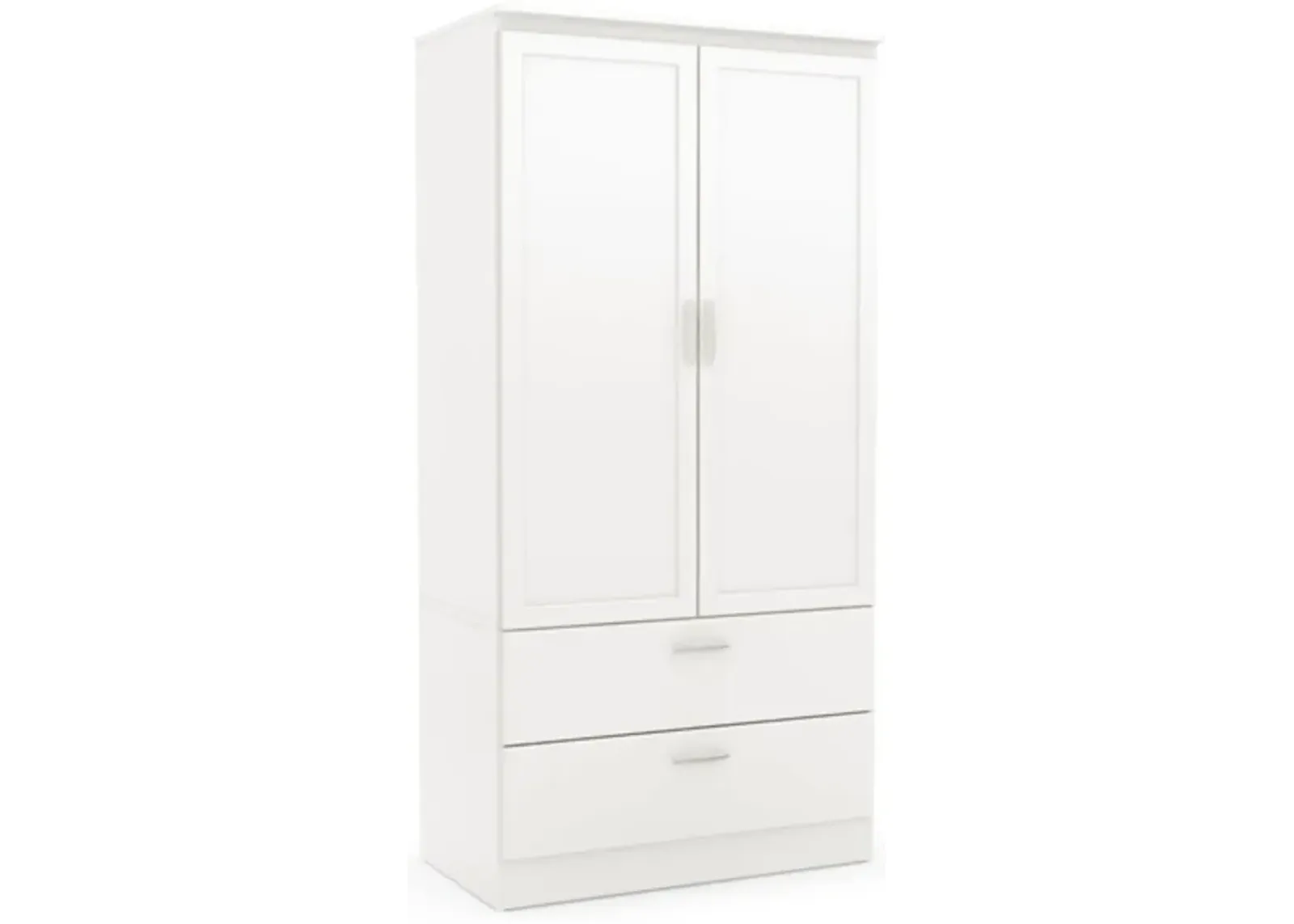 White Armoire Bedroom Clothes Storage Wardrobe Cabinet with 2 Drawers