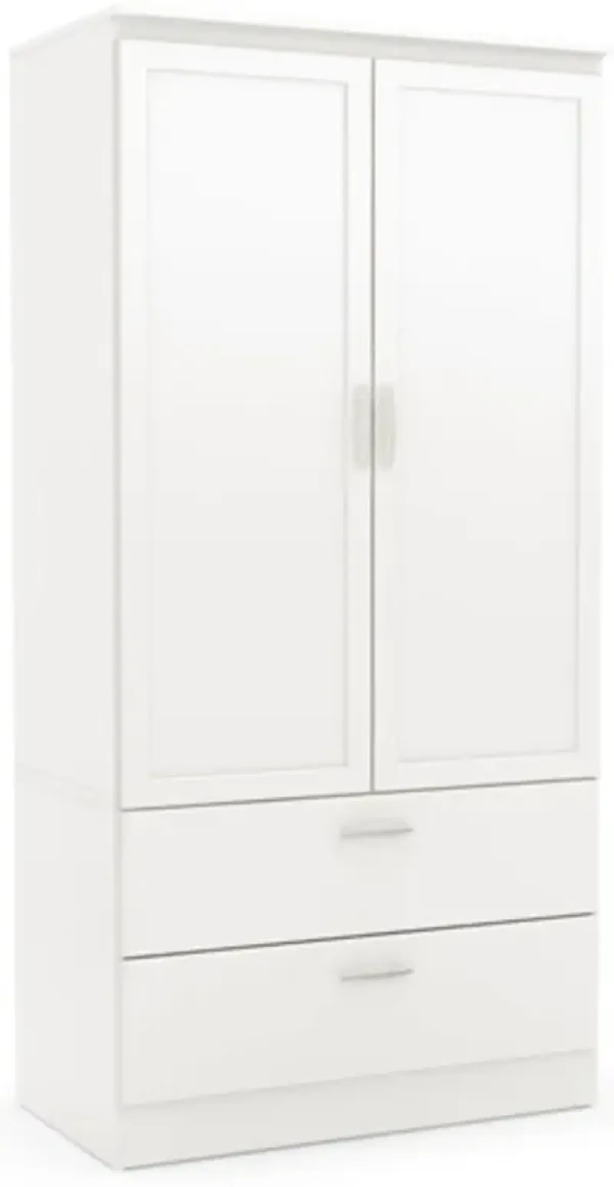 White Armoire Bedroom Clothes Storage Wardrobe Cabinet with 2 Drawers