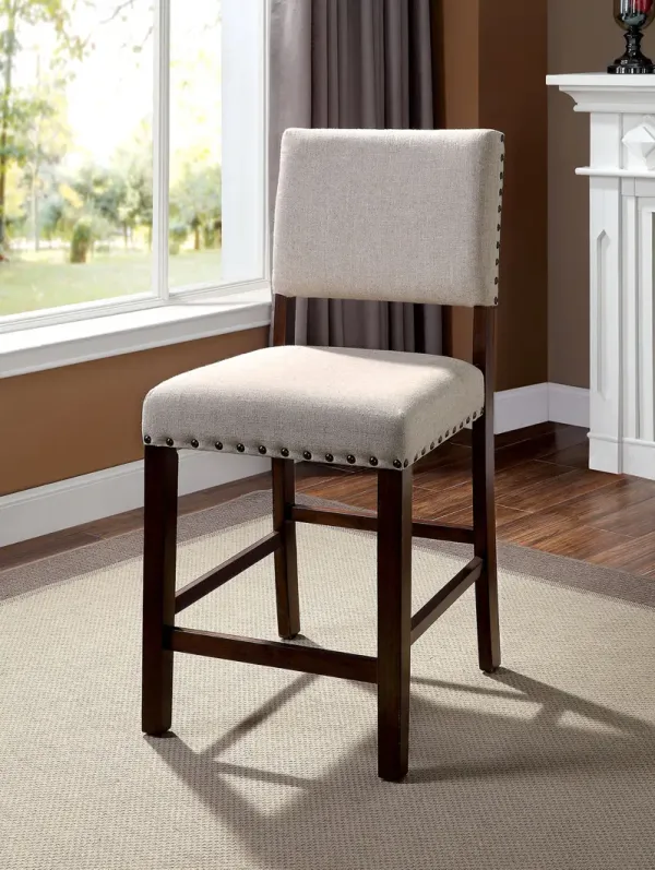 Streamdale 2 pc Countertop Height Ivory Fabric Chairs
