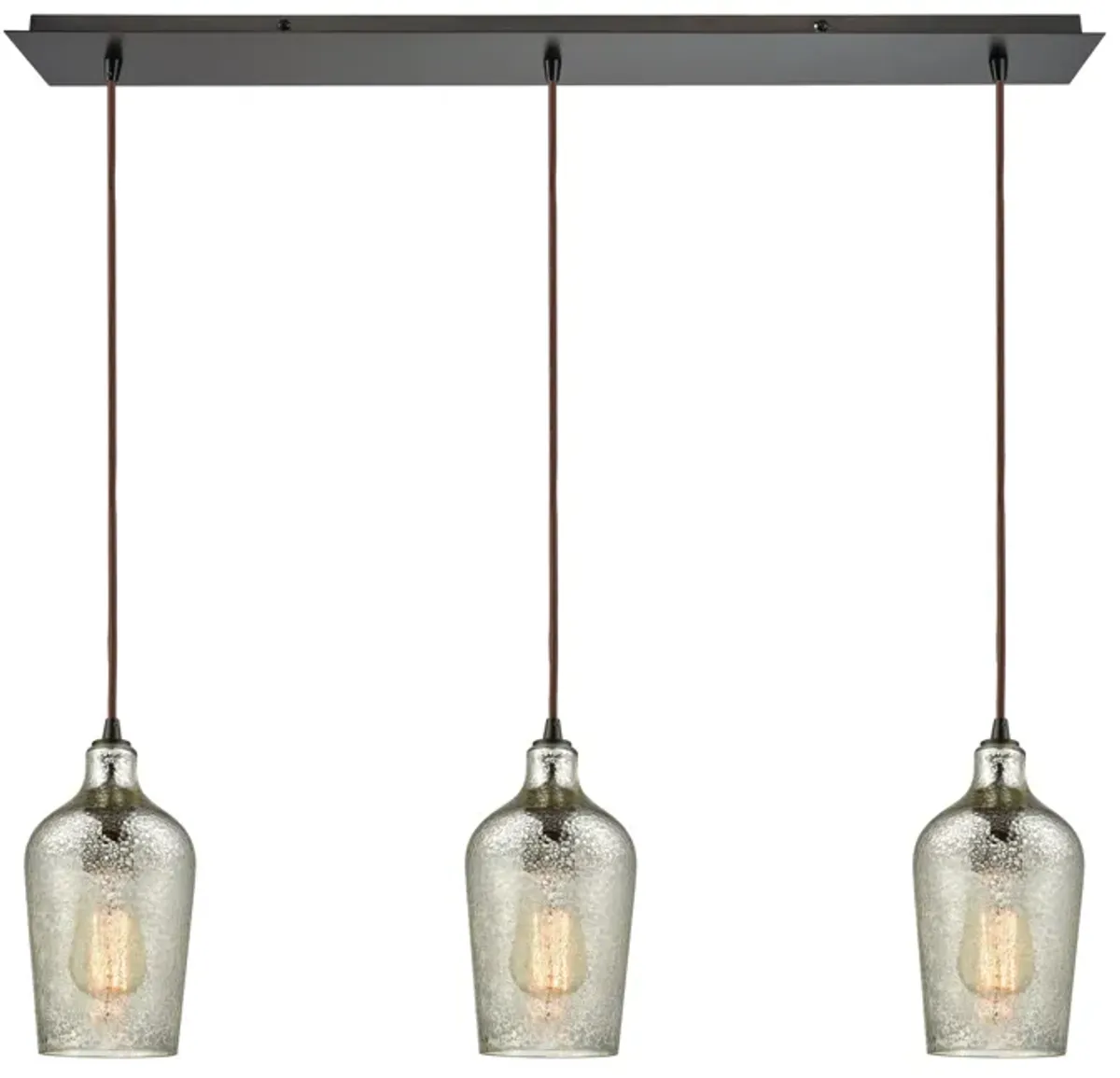 Hammered 36" Wide Silver Mercury Glass Mini Pendant