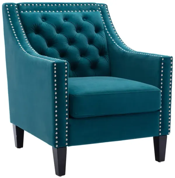 Accent Armchair Living Room Chair With Nailheads And Solid Wood Legs