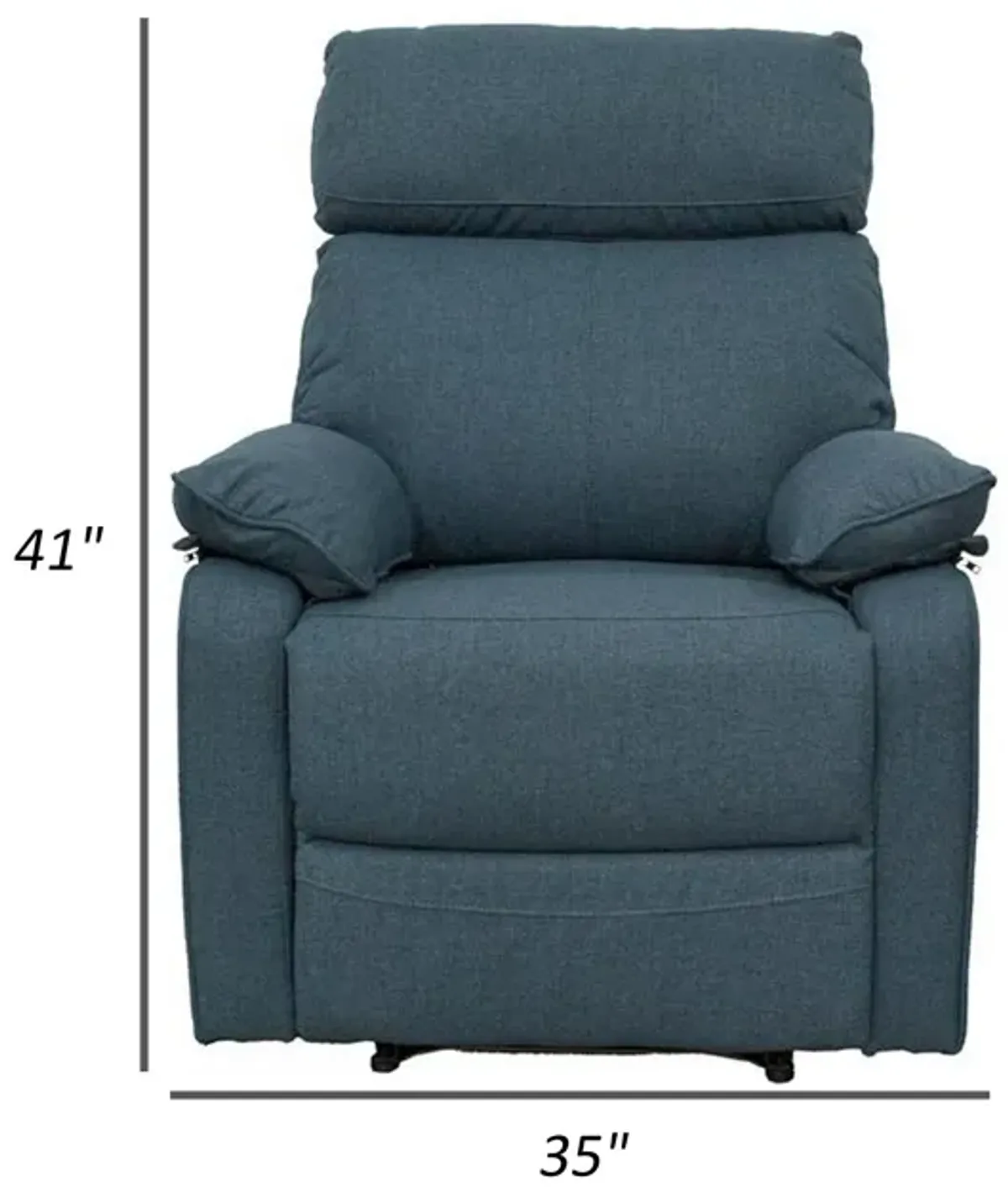 Fery 35 Inch Manual Recliner Chair, Blue Burlap, Cushioned Seat, Solid Wood - Benzara