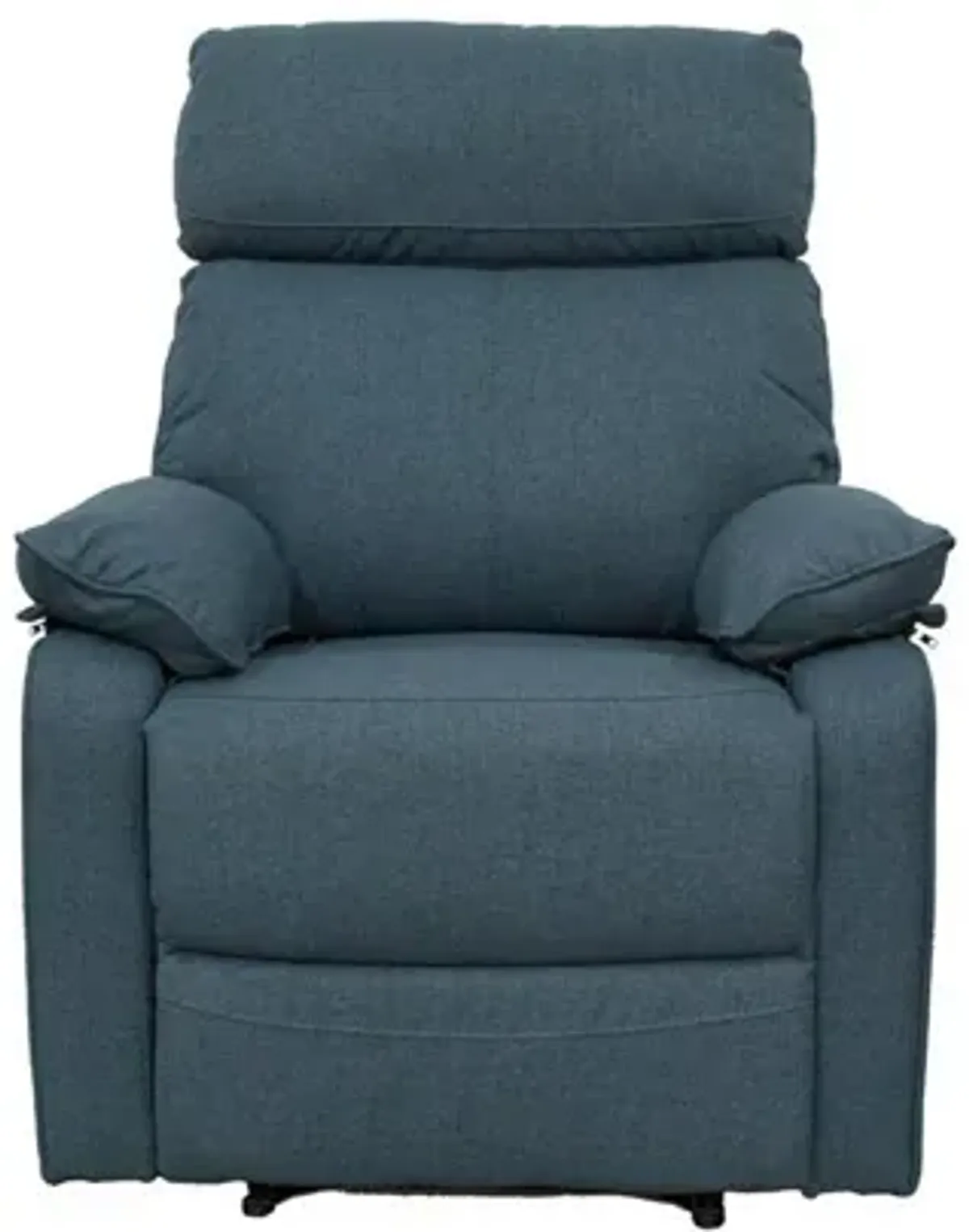 Fery 35 Inch Manual Recliner Chair, Blue Burlap, Cushioned Seat, Solid Wood - Benzara