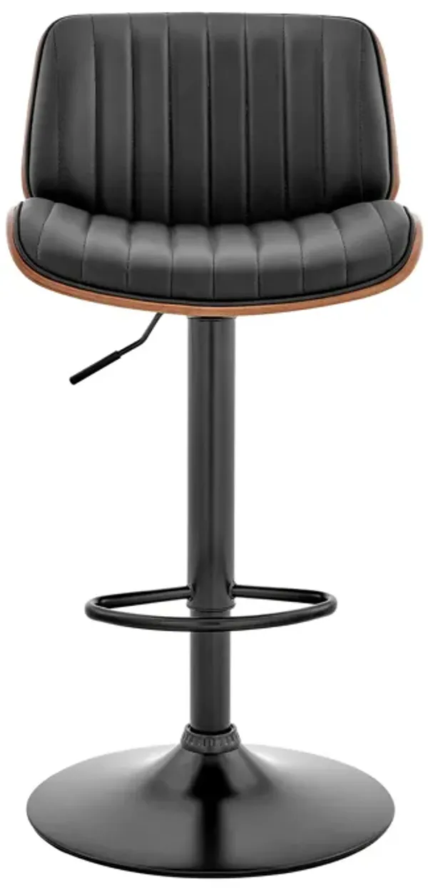 Hivvago Dark Gray Brown And Black Iron and Faux Leather Adjustable Height Swivel Bar Chair
