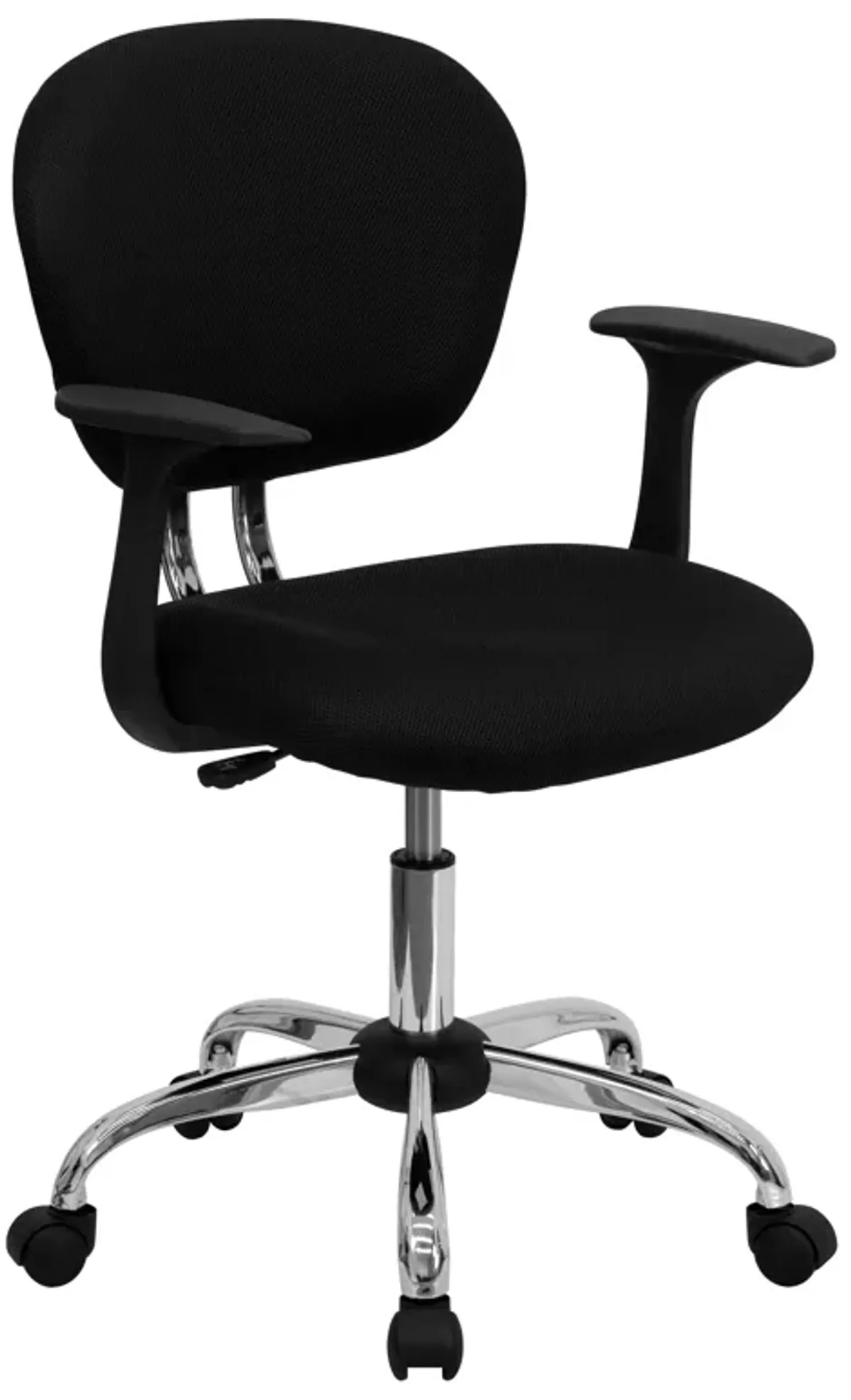 Beverly Mid-Back Mesh Padded Swivel Task Office Chair with Chrome Base and Arms