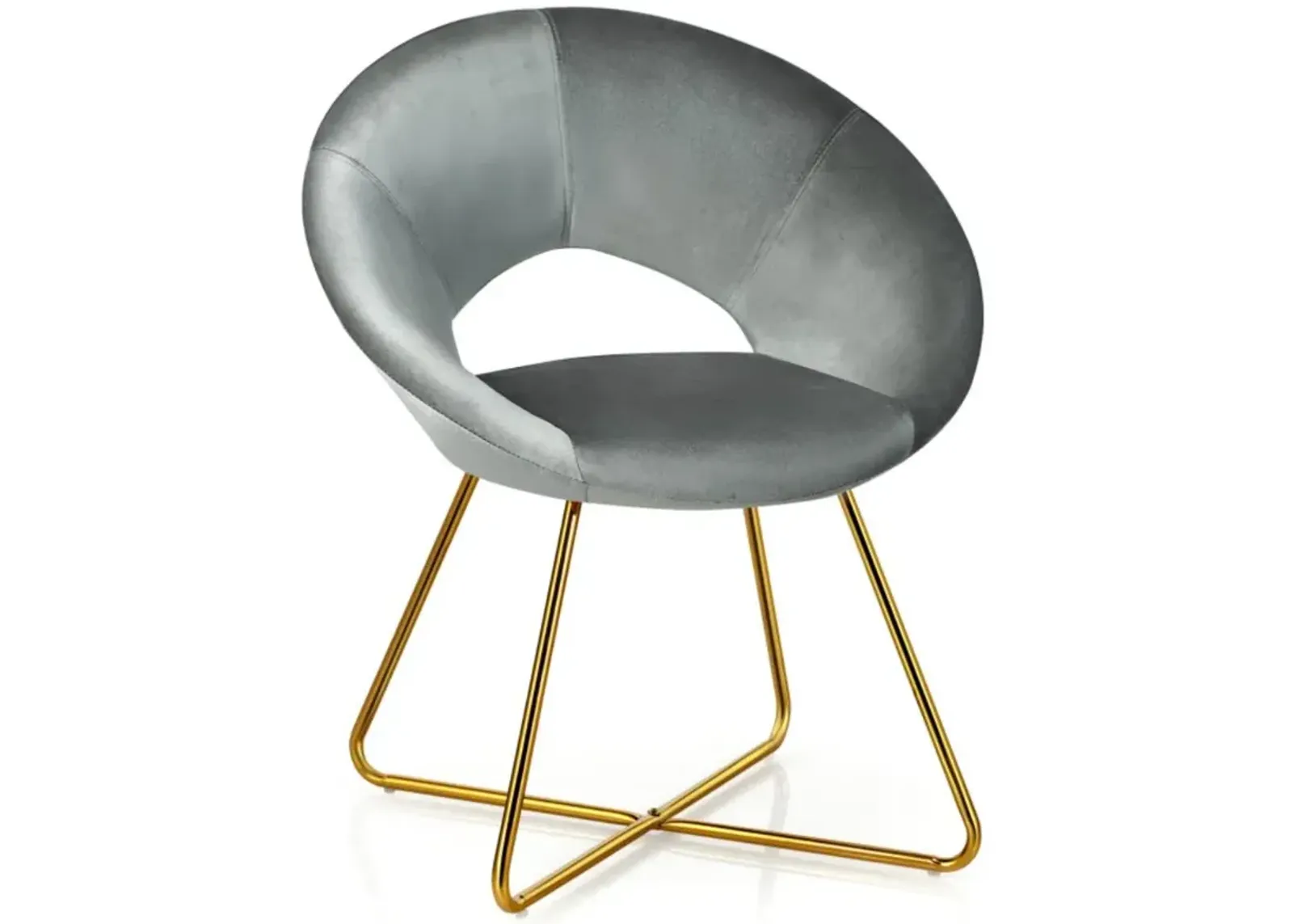 Hivvago Modern Accent Velvet Dining Arm Chair with Golden Metal Legs and Soft Cushion