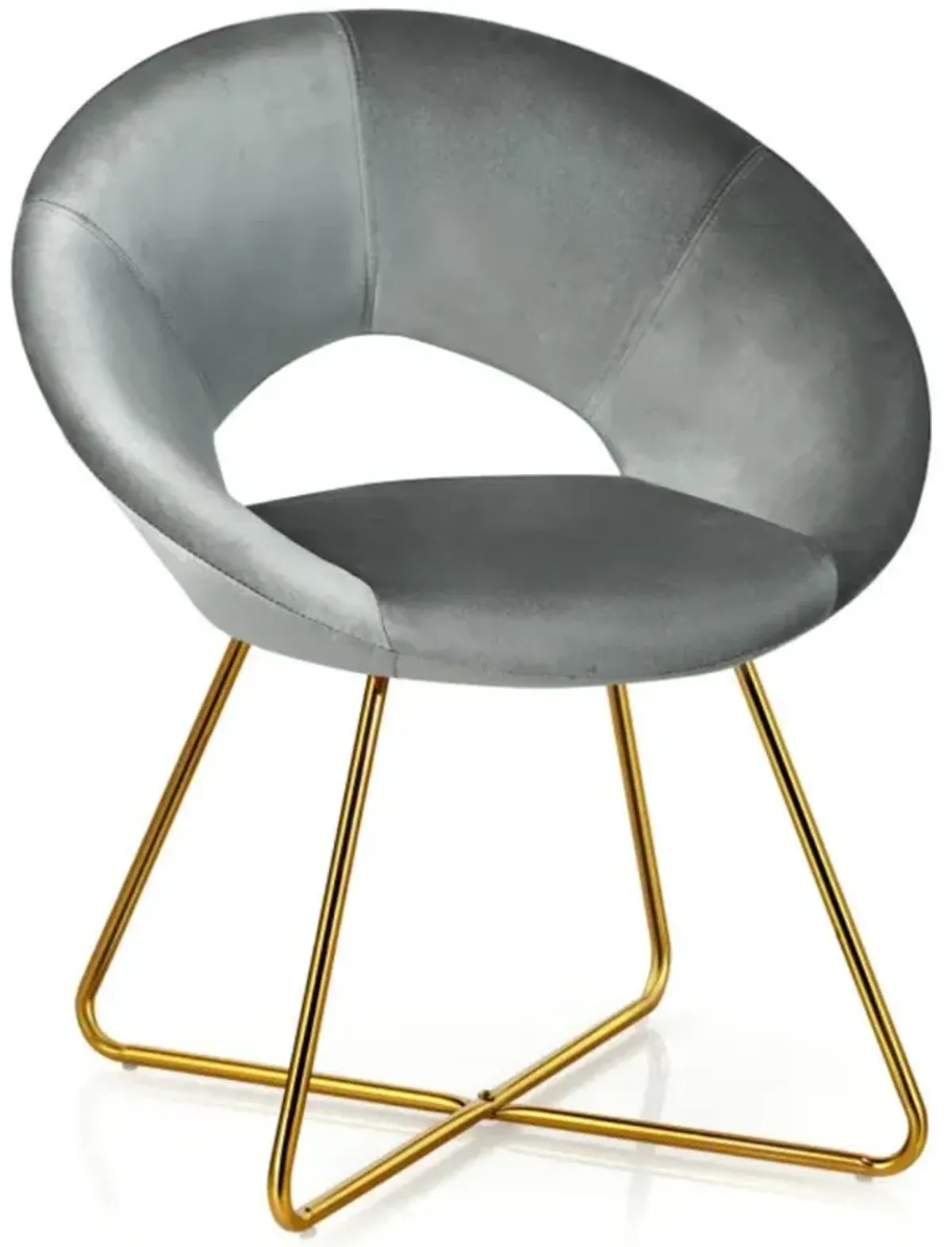 Hivvago Modern Accent Velvet Dining Arm Chair with Golden Metal Legs and Soft Cushion