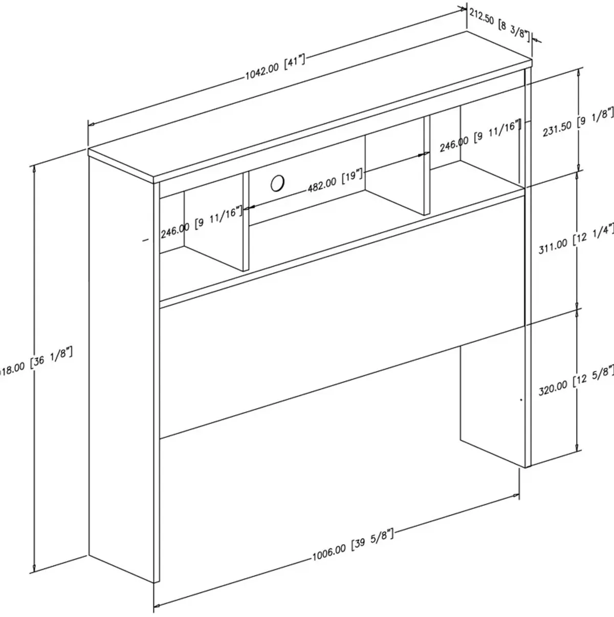 QuikFurn Twin size Modern Bookcase Headboard