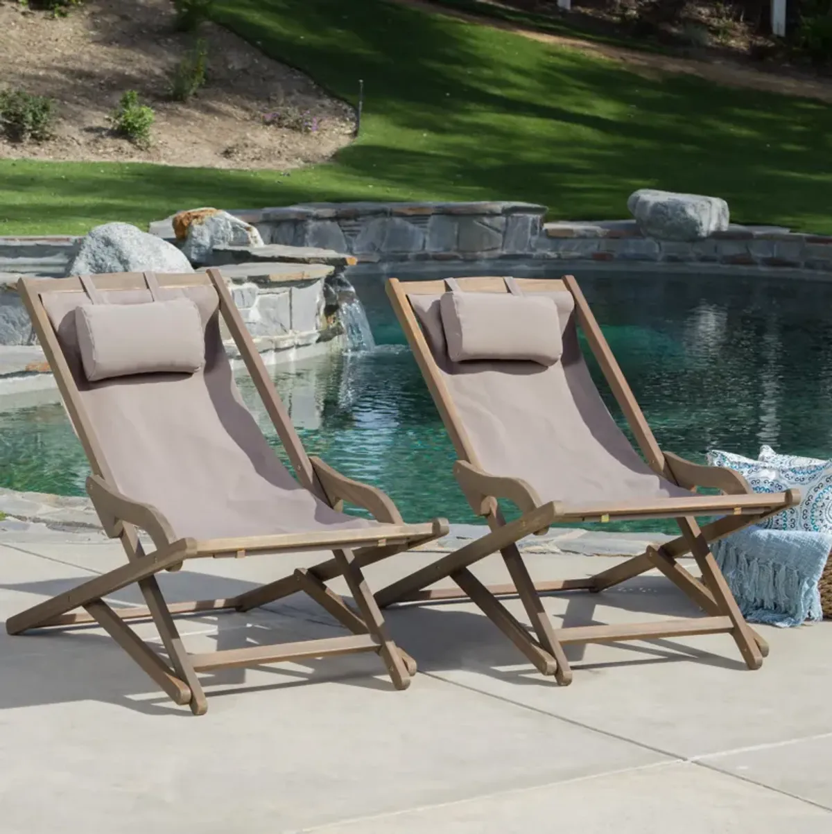 Merax Outdoor Beach Sliding Chair 2 Pieces