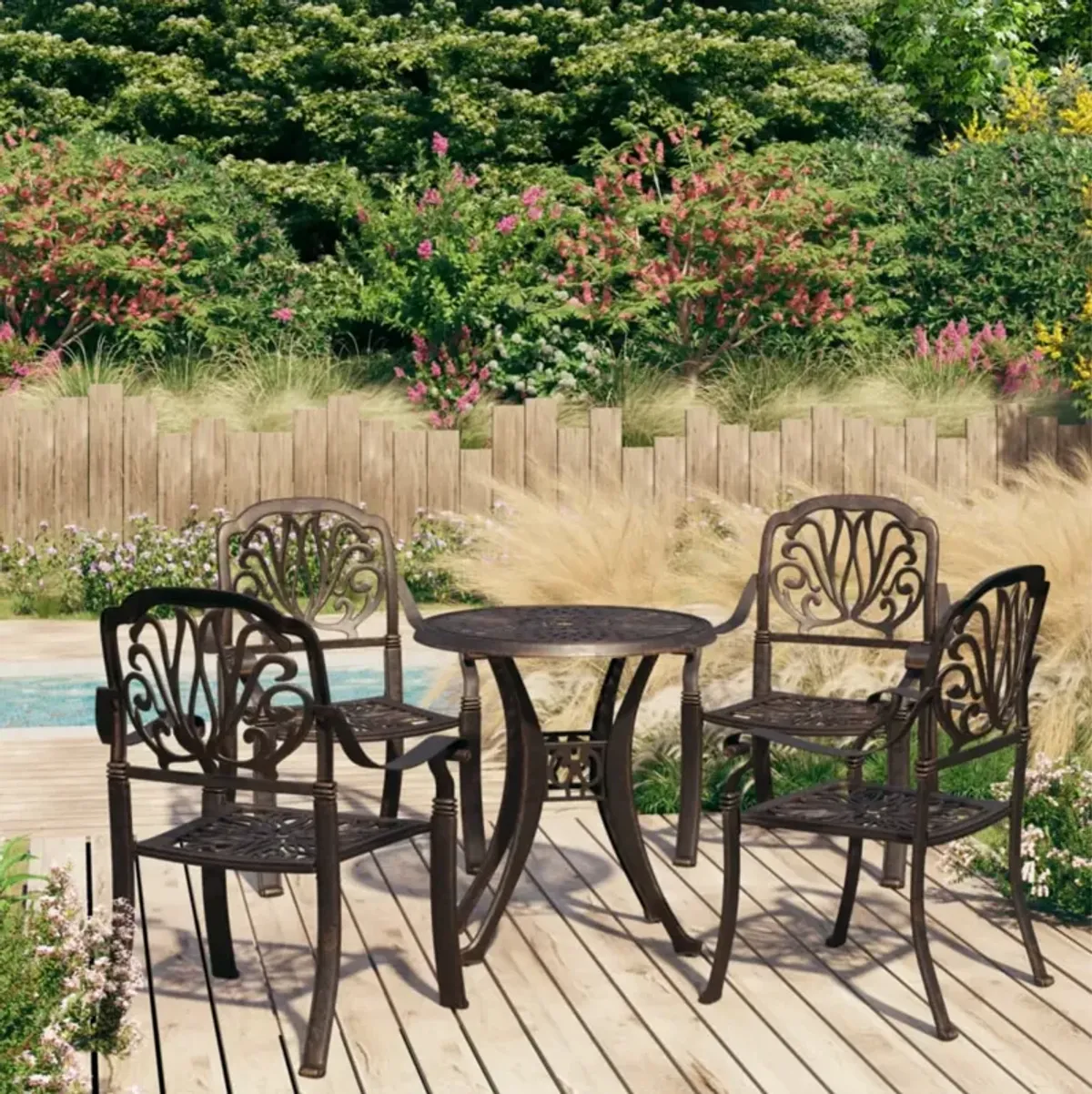 vidaXL 5 Piece Bistro Set Cast Aluminum Bronze