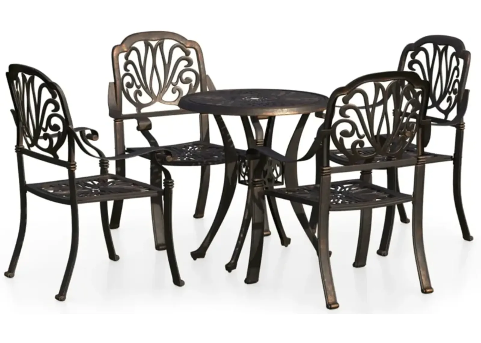 vidaXL 5 Piece Bistro Set Cast Aluminum Bronze