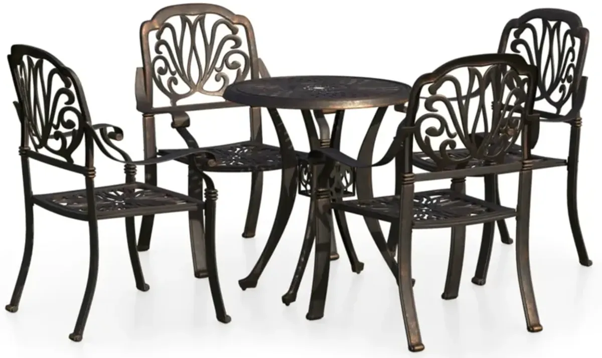 vidaXL 5 Piece Bistro Set Cast Aluminum Bronze