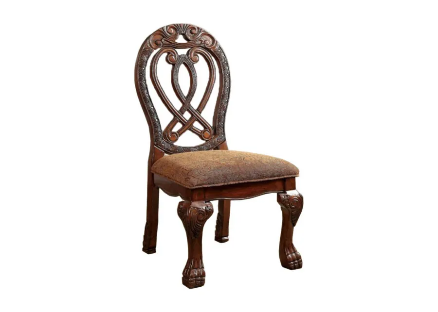 Wyndmere Traditional Side Chair, Cherry Finish, Set of 2-Benzara