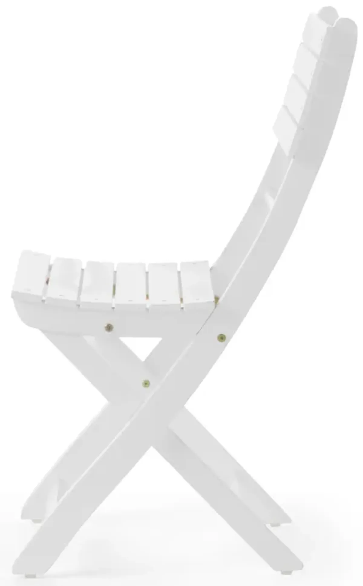 Cami Outdoor Foldable Dining Chair Set of 2, Slatted, X Legs, White - Benzara