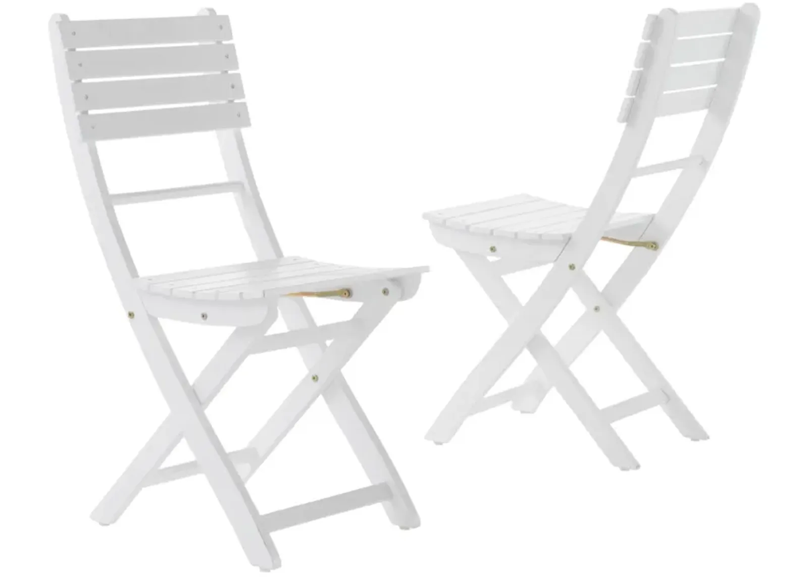 Cami Outdoor Foldable Dining Chair Set of 2, Slatted, X Legs, White - Benzara