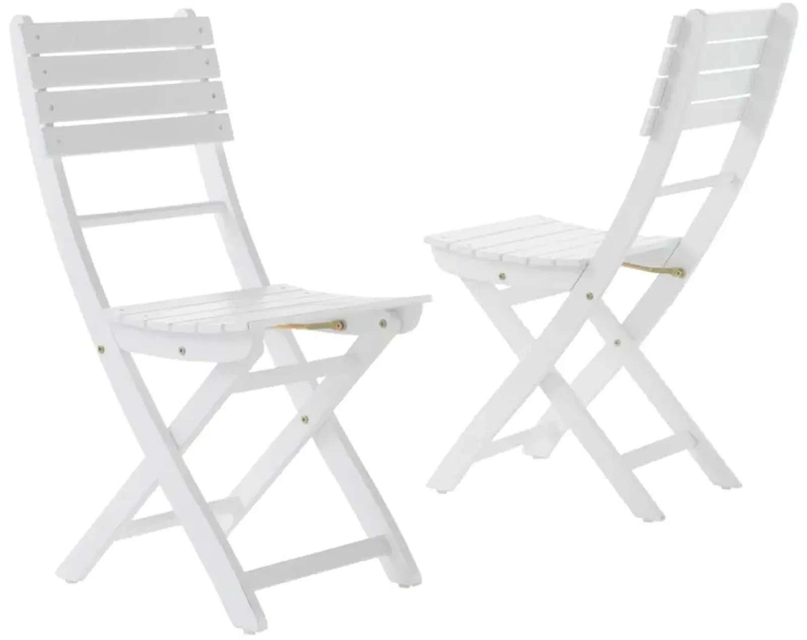 Cami Outdoor Foldable Dining Chair Set of 2, Slatted, X Legs, White - Benzara