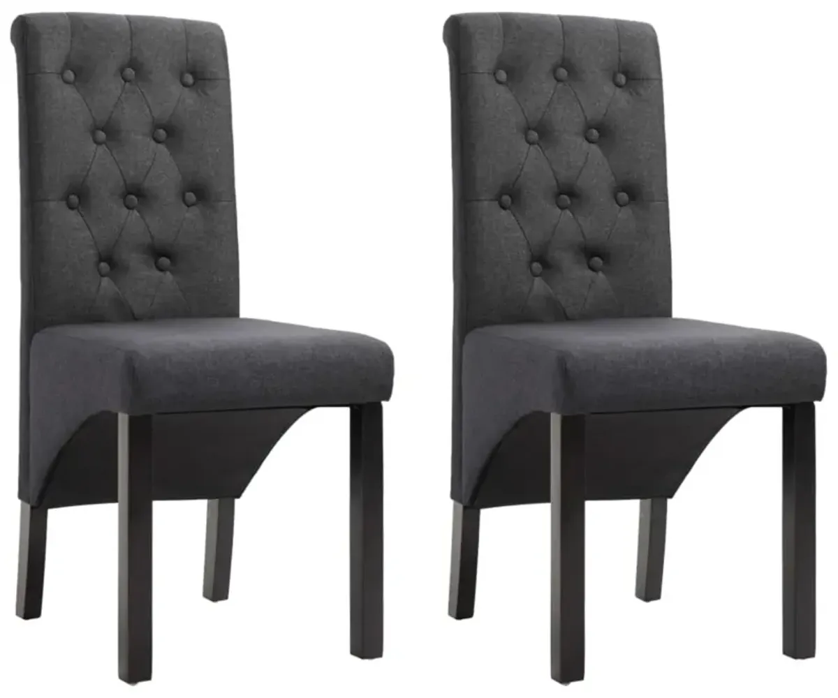 vidaXL Dining Chairs 2 pcs Dark Gray Fabric