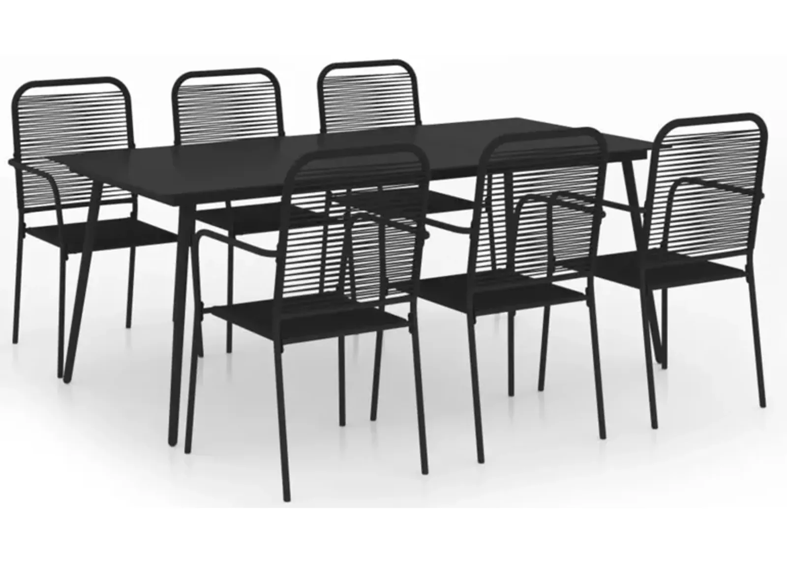 vidaXL 7 Piece Garden Dining Set Cotton Rope and Steel Black