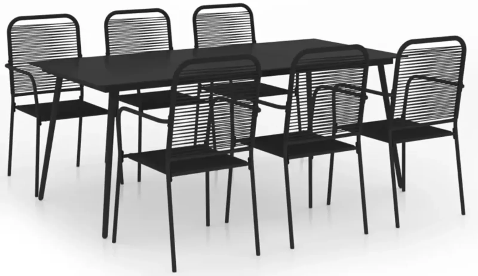 vidaXL 7 Piece Garden Dining Set Cotton Rope and Steel Black