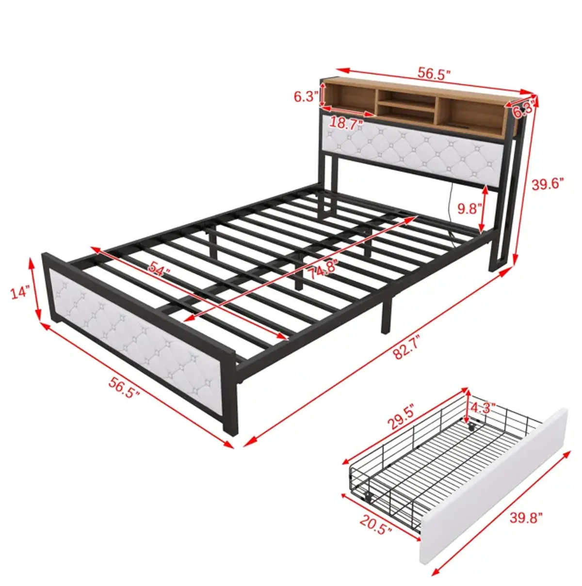 Merax Metal Frame Platform Bed With 4 Drawers