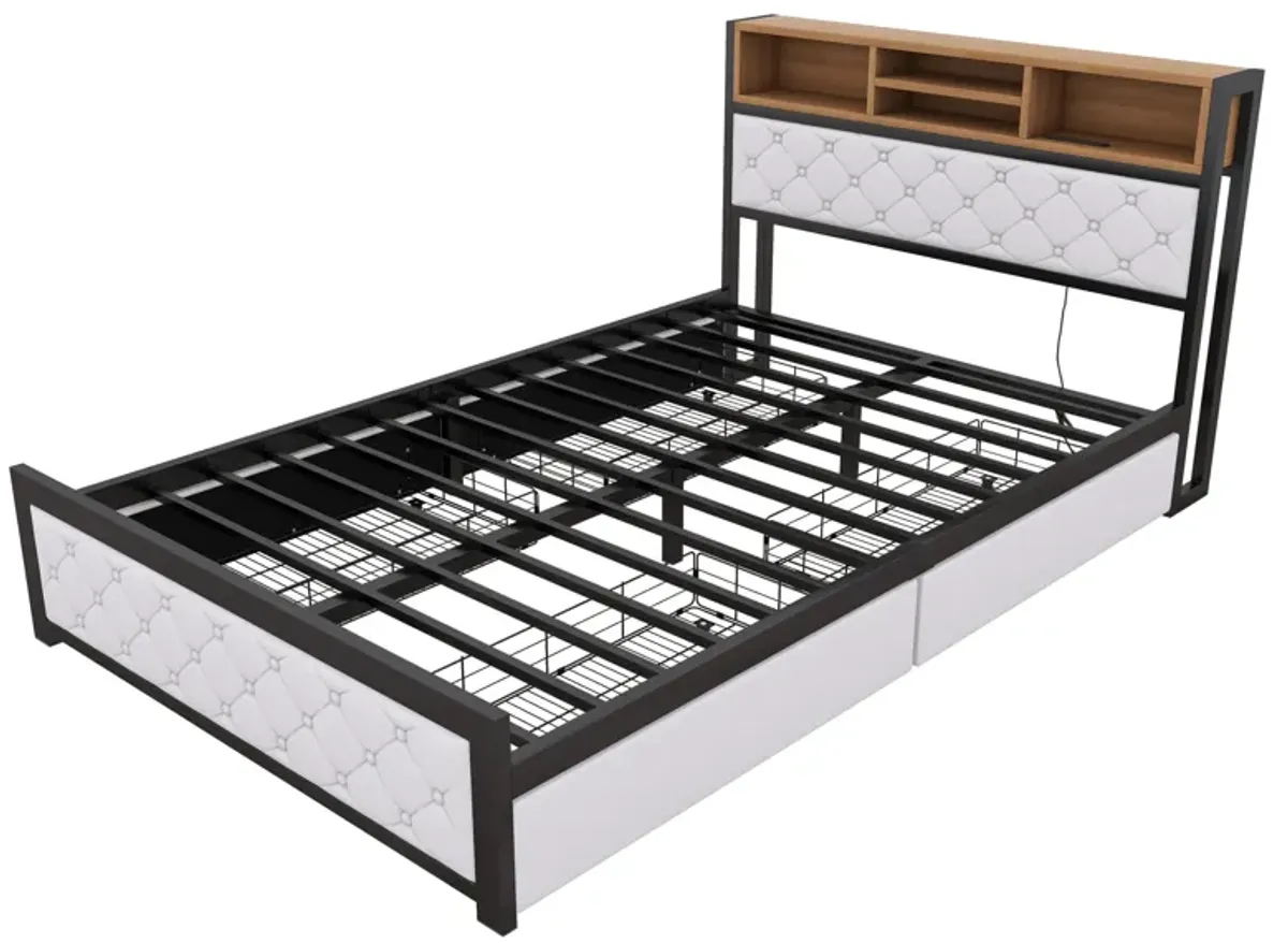 Merax Metal Frame Platform Bed With 4 Drawers