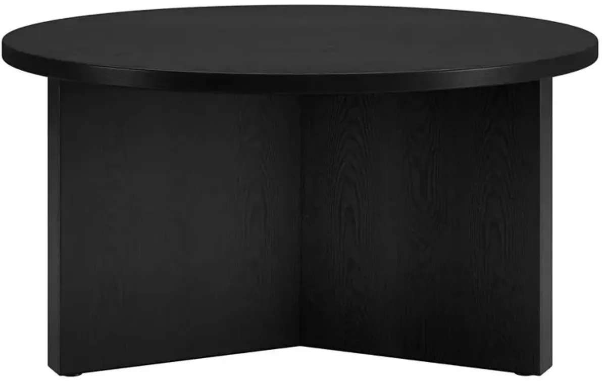 Hudson&Canal Anders 32 Wide Round Coffee Table in Black Grain