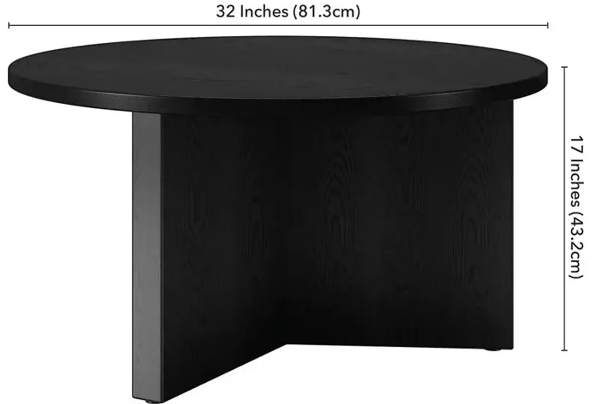 Hudson&Canal Anders 32 Wide Round Coffee Table in Black Grain