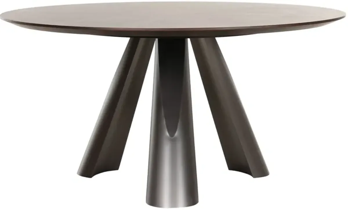 Pasargad Home Novara Design Dark Brown Round Dining Table, 59"W