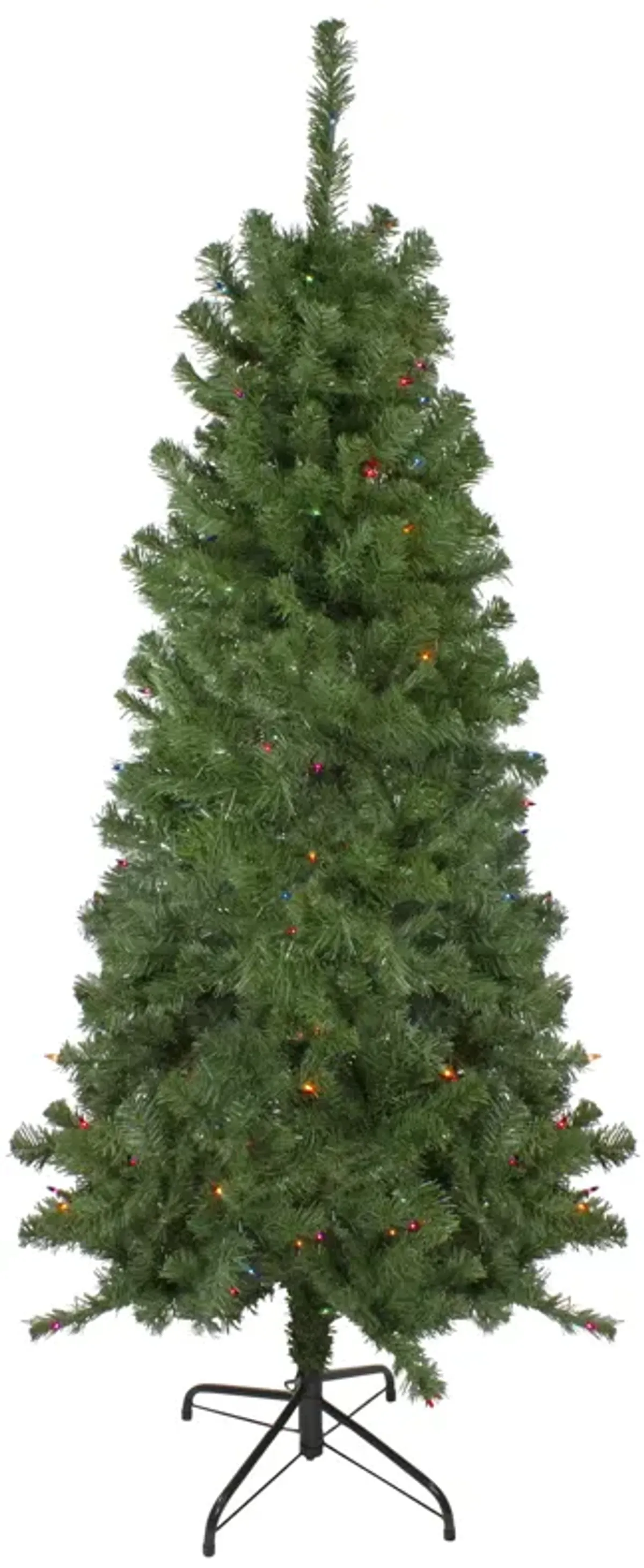 6' Pre-Lit Alberta Pine Slim Artificial Christmas Tree - Multi Lights