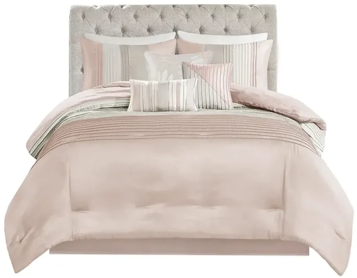 Gracie Mills Nixon 7-Piece Contemporary Striped Comforter Set