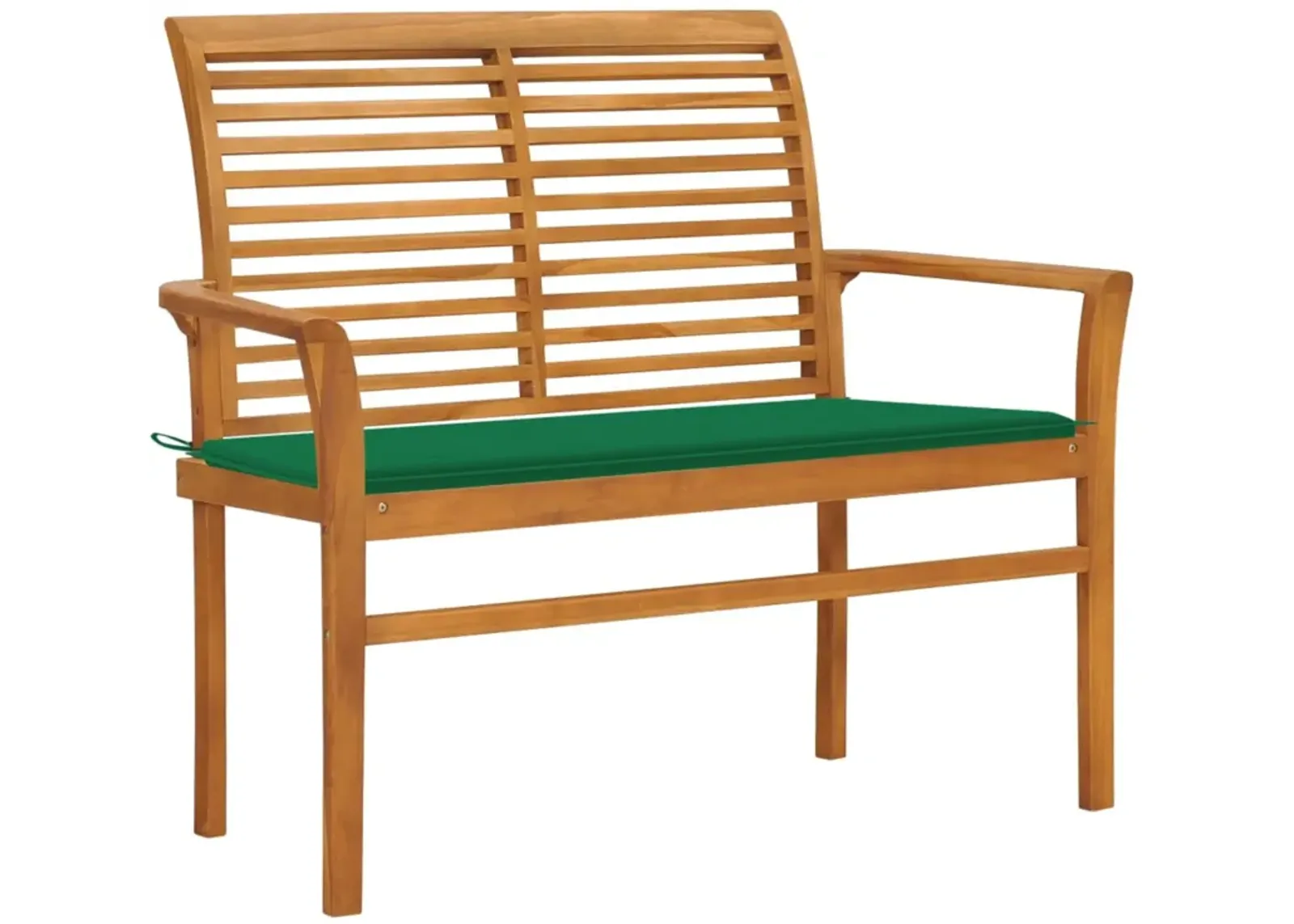 vidaXL Patio Bench in Solid Teak Wood with Comfortable Green Cushion, 44.1 Inches Wide - Perfect for Garden, Patio, and Outdoor Spaces