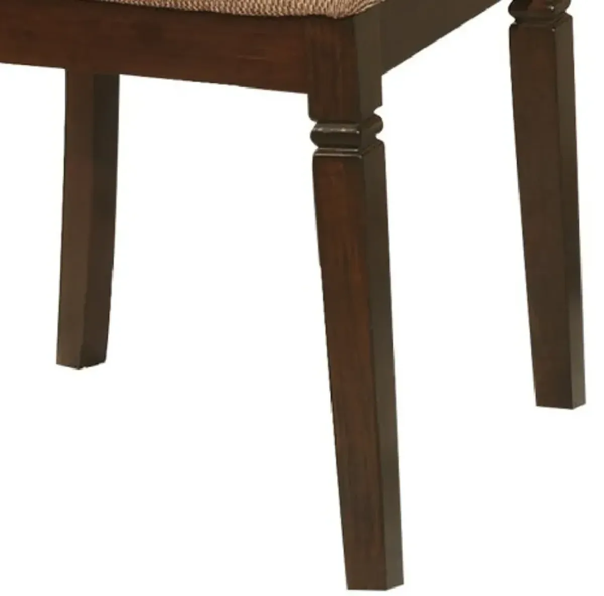 Fabric Upholstered Slated Back Side Chair, Espresso & Light Brown (Set of 2)-Benzara