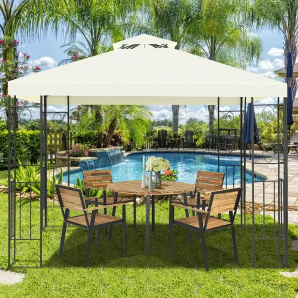 Hivvago 2 Tiers 10 x 10 Feet Patio Gazebo Canopy Tent