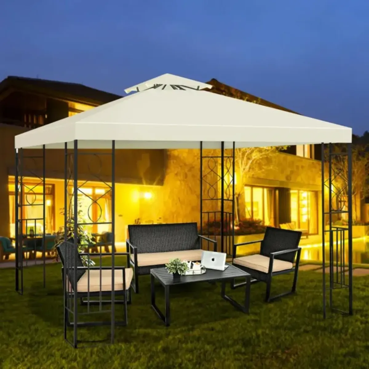 Hivvago 2 Tiers 10 x 10 Feet Patio Gazebo Canopy Tent