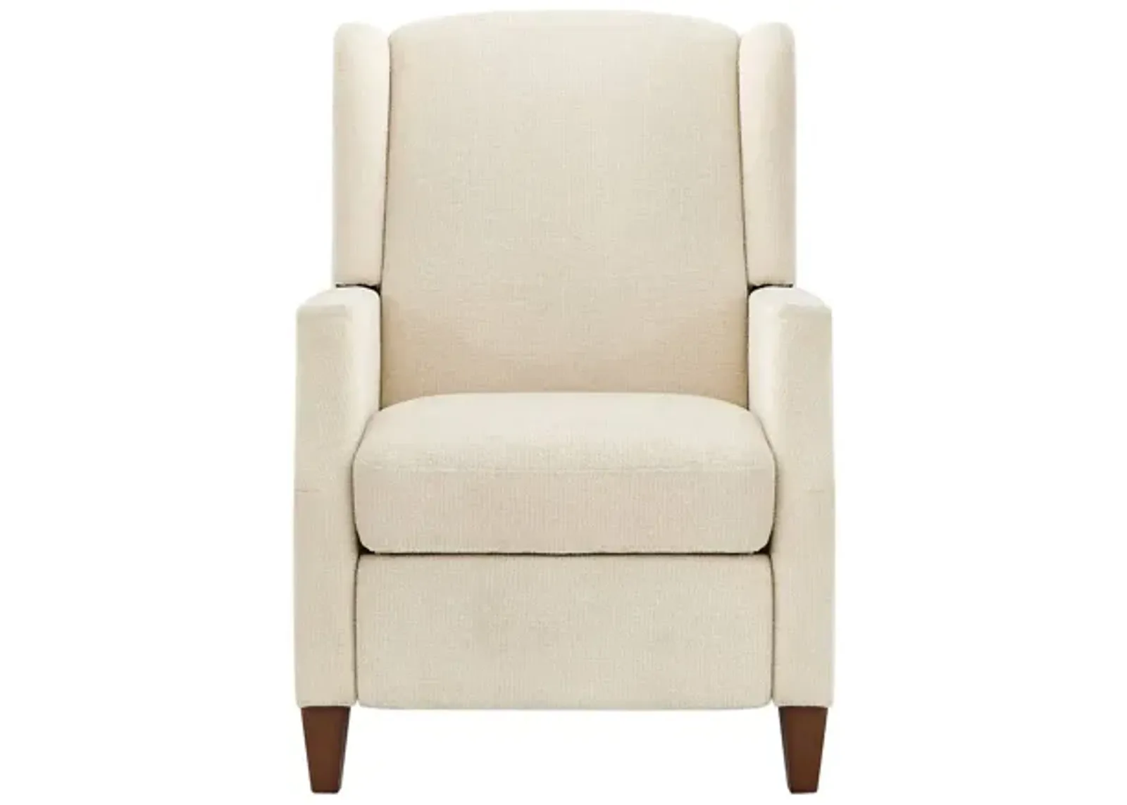 Wingback Fabric Push Back Recliner with Rivet Detailing.