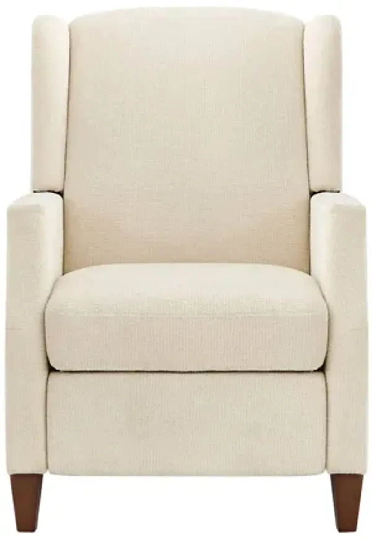 Wingback Fabric Push Back Recliner with Rivet Detailing.