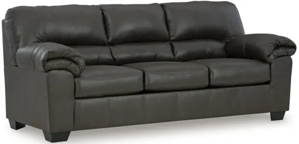 Limu Sofa, 90 Inch, Soft Pillow Top Armrests, Rich Gray Faux Leather - Benzara