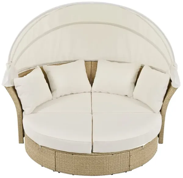 Merax Outdoor Patio Daybed Wicker Rattan Sofa with Canopy