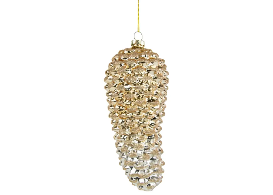 7.25" Gold Pinecone Glass Christmas Ornament