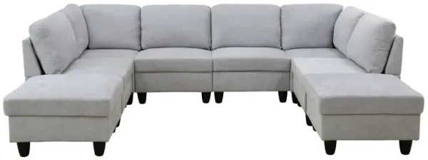 118 in. W Square Arm 8-piece U Shaped Polyester Modern Sectional Sofa