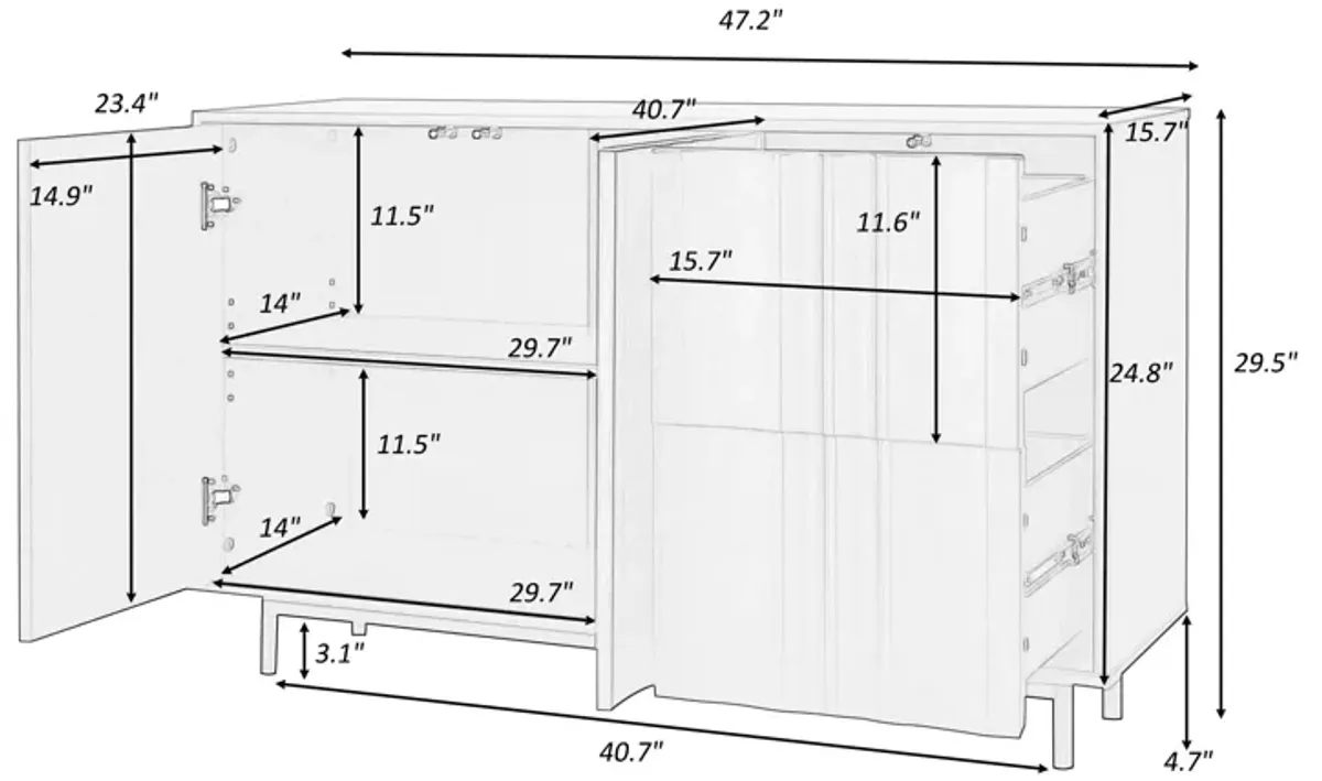 Merax Wave Pattern Storage Cabinet MDF