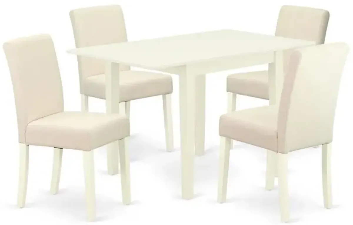 East West Furniture 5-Piece Dining Table Set-A Wooden Kitchen Table and 4Linen FabricMid Century Chairs with High Back - Linen White Finish
