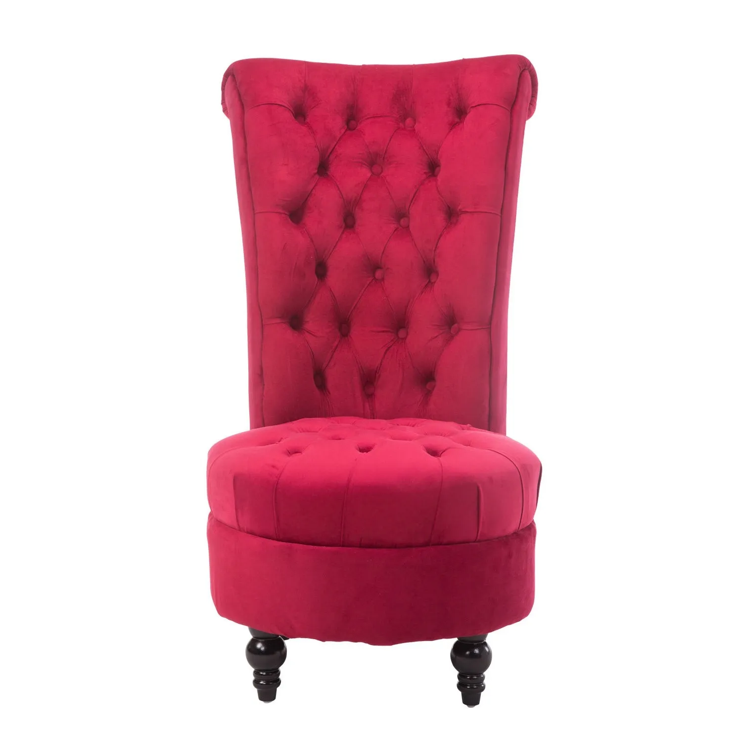 Hivvago Red Tufted High Back Plush Velvet Upholstered Accent Low Profile Chair